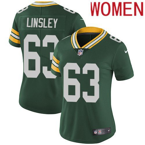 Women Green Bay Packers #63 Corey Linsley Green Nike Vapor Limited NFL Jersey